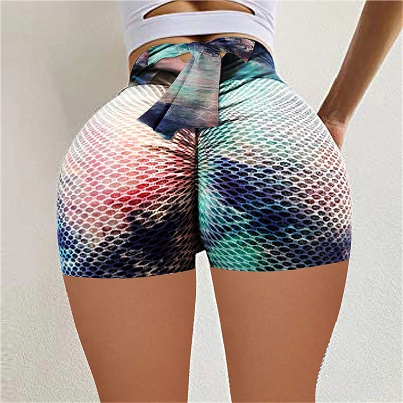 

Sports High2021 Hight Waist Leggings Tight Wrinkled Hip Yoga Shorts Women Stretch Running Fitness Biker Shorts