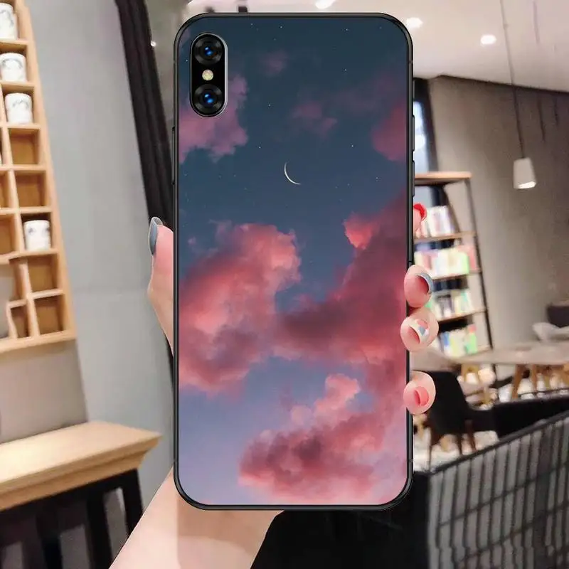 

Colorful scenery moon Painting Phone Case For Black-Iphone 5s 6 6s 7 8 11 12 X Xs Xr Pro Plus Max Mini Fundas Cover