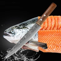 laser damascus chef knives japanese salmon sushi knives stainless steel sashimi kitchen knife raw fish fillet layers cooki knife