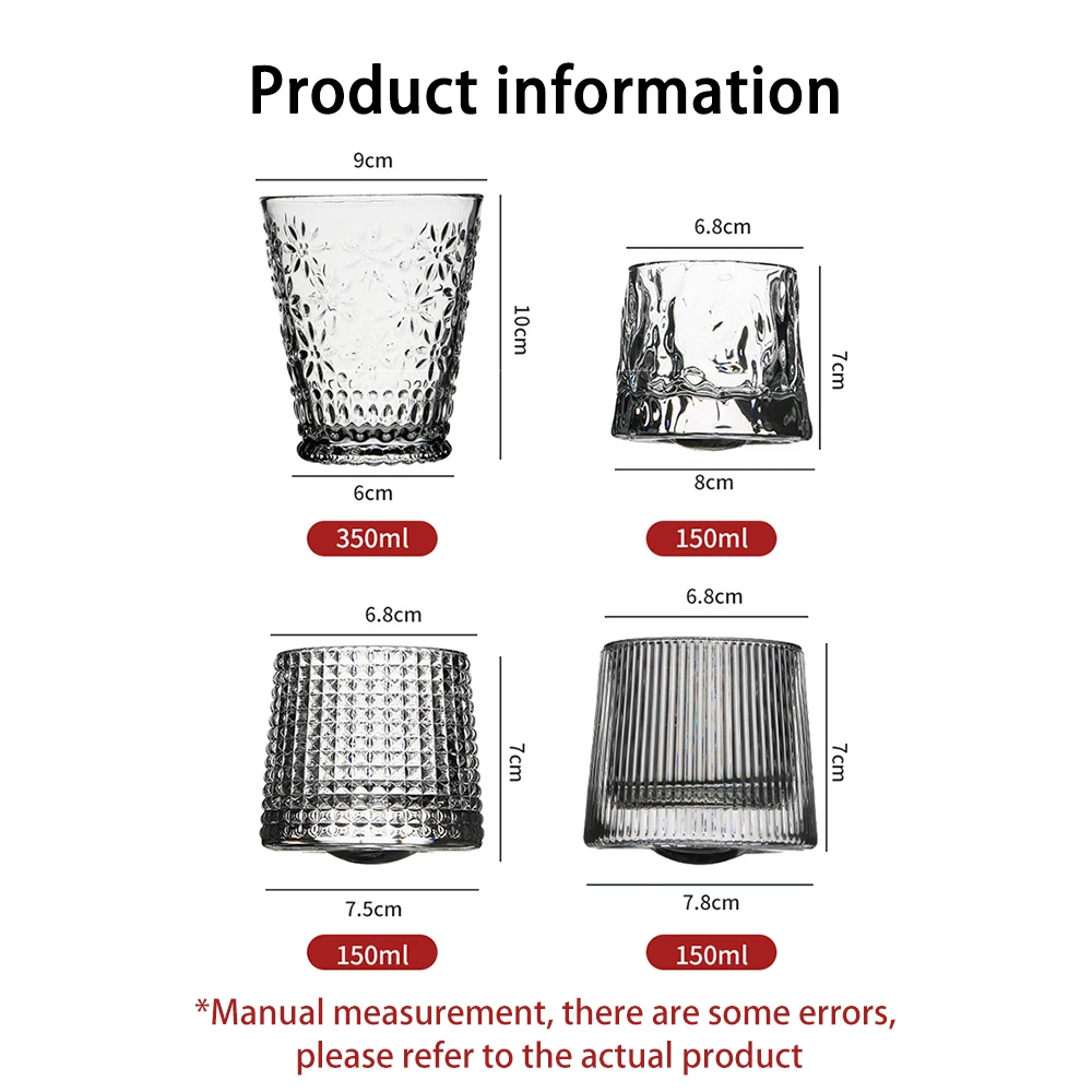 

150/350ML Creative Spinning Glass Tumbler Whiskey Glass Spirit Shaker Personalized Cocktail Cup Decompression Turn Dropshipping
