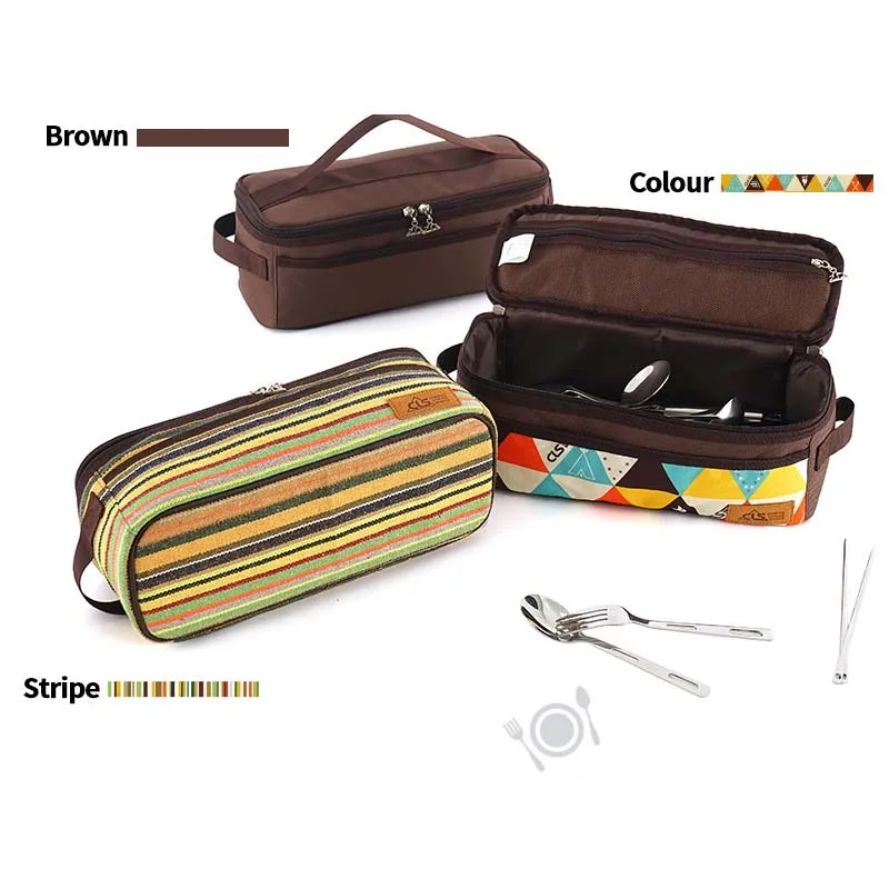 

Outdoor Tableware Camping Cutlery Foldable Chopsticks Spoon Bowls Picnic Tourist Set Bag Dinnerware Travel Tools