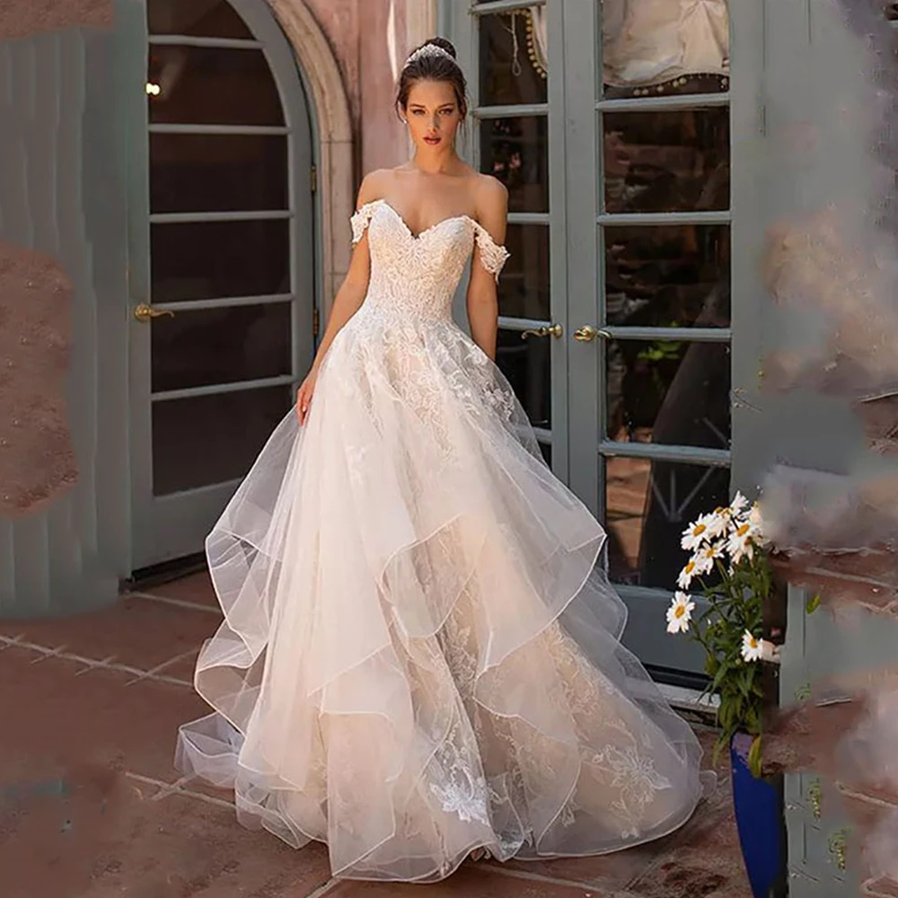 

Роскошные свадебные платья а-силуэта, женские кружевные платья с аппликацией и оборками, свадебные платья 2021