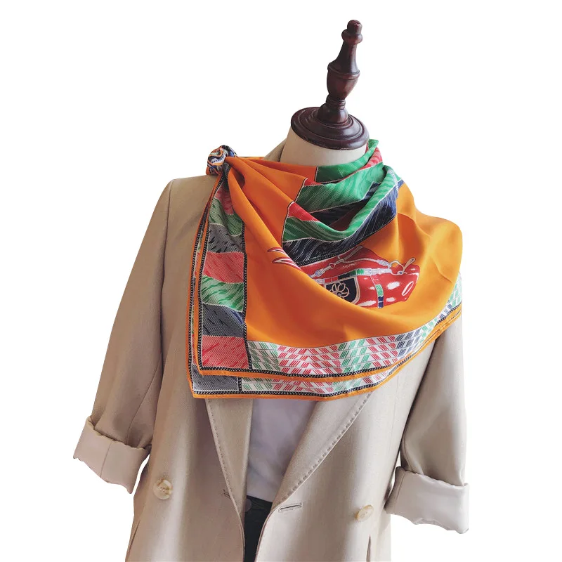 

2021 Women Bag Silk Scarf Hijab Square Headband Foulard Lady Shawls Wraps Print Office Small Neck Scarves Kerchief Bandana
