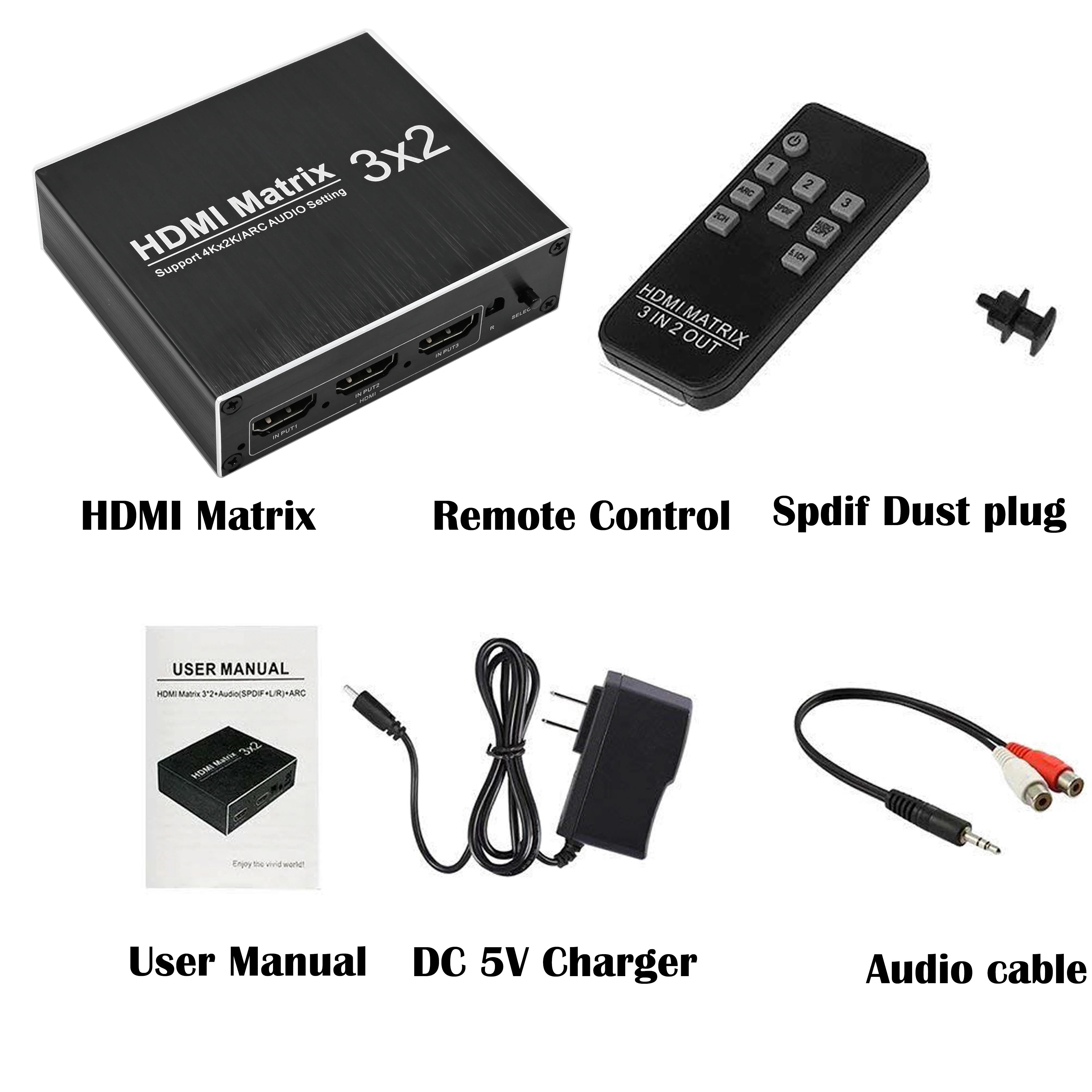 HDMI сплиттер 3X2 4K @ 60 Гц 3 5 мм hdmi аудио экстрактор переключатель с оптическим TOSLINK & R/L