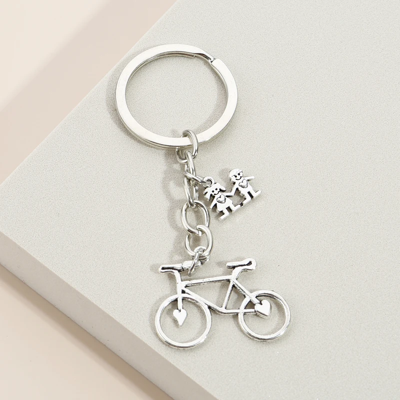 New Design Date Keychain Bicycle Lover Key Ring Metal Key Chains Valentine's Day Gifts For Women Men DIY Jewelry Handmade