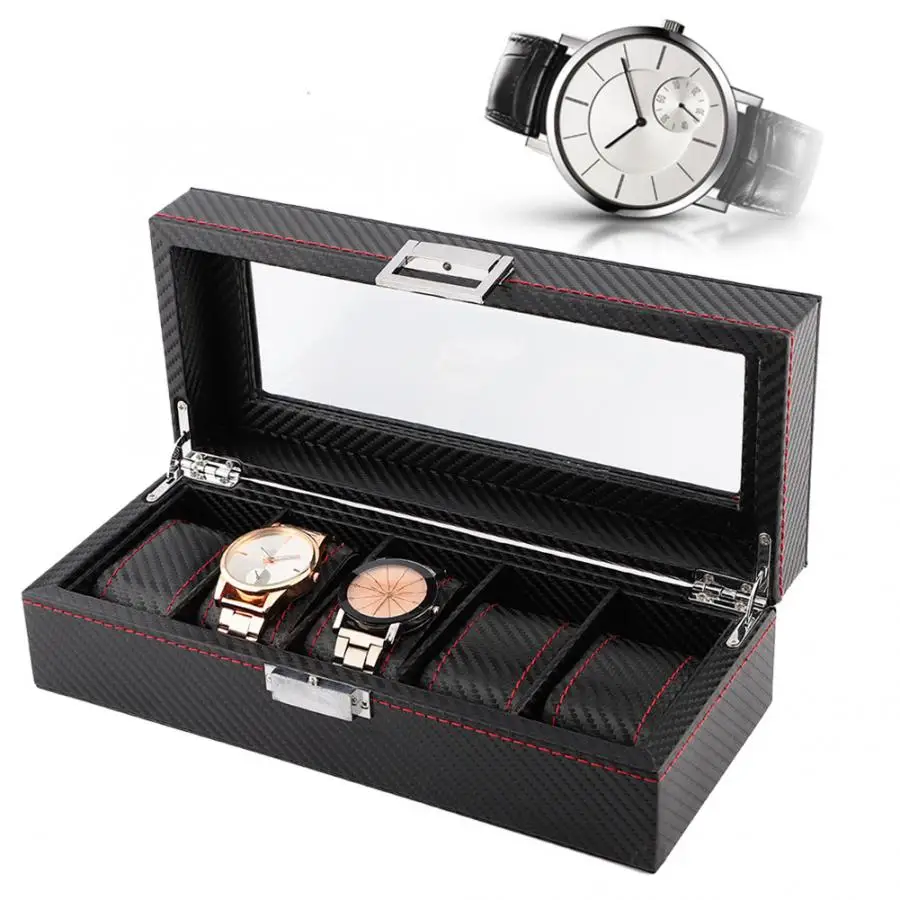Футляр для часов дорожный Органайзер из углеродного волокна с 5 отделениями