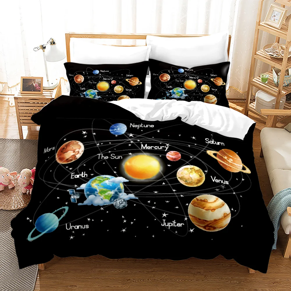 

Комплект постельного белья Space Galaxy, односпальное, Двухспальное, полноразмерное, Королевский, небесный, Млечный путь, планета, Комплект посте...