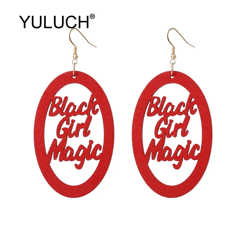 YULUCH поп красные буквы черная девушка Волшебная Подвеска Серьги для вечерние