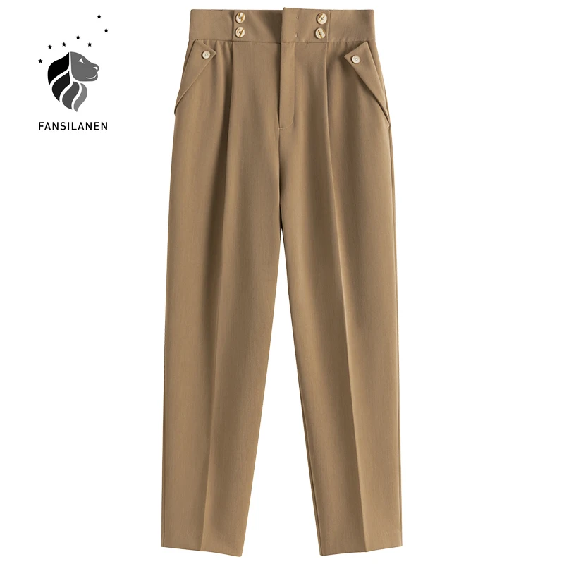 Fansilзанен повседневные брюки с высокой талией Капри для женщин офисные женские