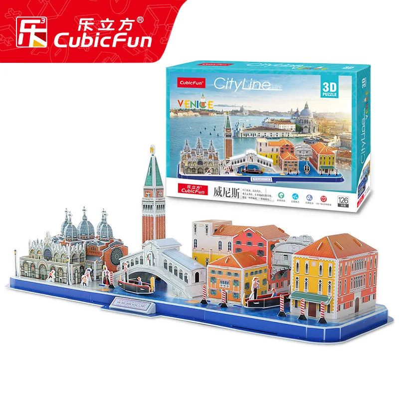 MC269-Venice 3D игра-головоломка DIY игрушка бумажная Миниатюрная модель город Лондон Париж Нью-Йорк Москву знаменитое здание собрать игры игрушки для детей Подарки - Цвет: MC269-Venice