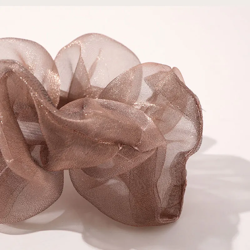 

Glitter Net Yarn Large Intestine Hair Ring Shiny Gauze Scrunchies Women Fashion Solid Color Ponytail Holder For Hair Accessories