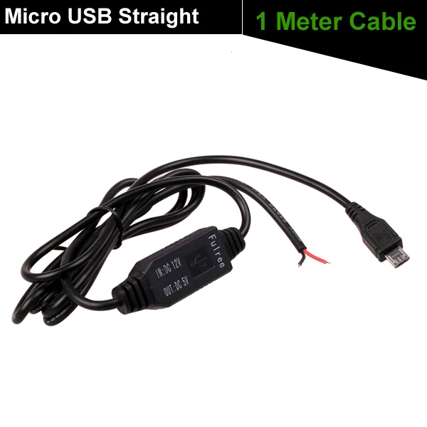 DC 12 В до 5 В инвертор конвертер микро мини USB жесткий проводной автомобильное зарядное устройство для gps телефона DVR рекордер камера 1/3 м - Название цвета: MicroUSB Straight 1M