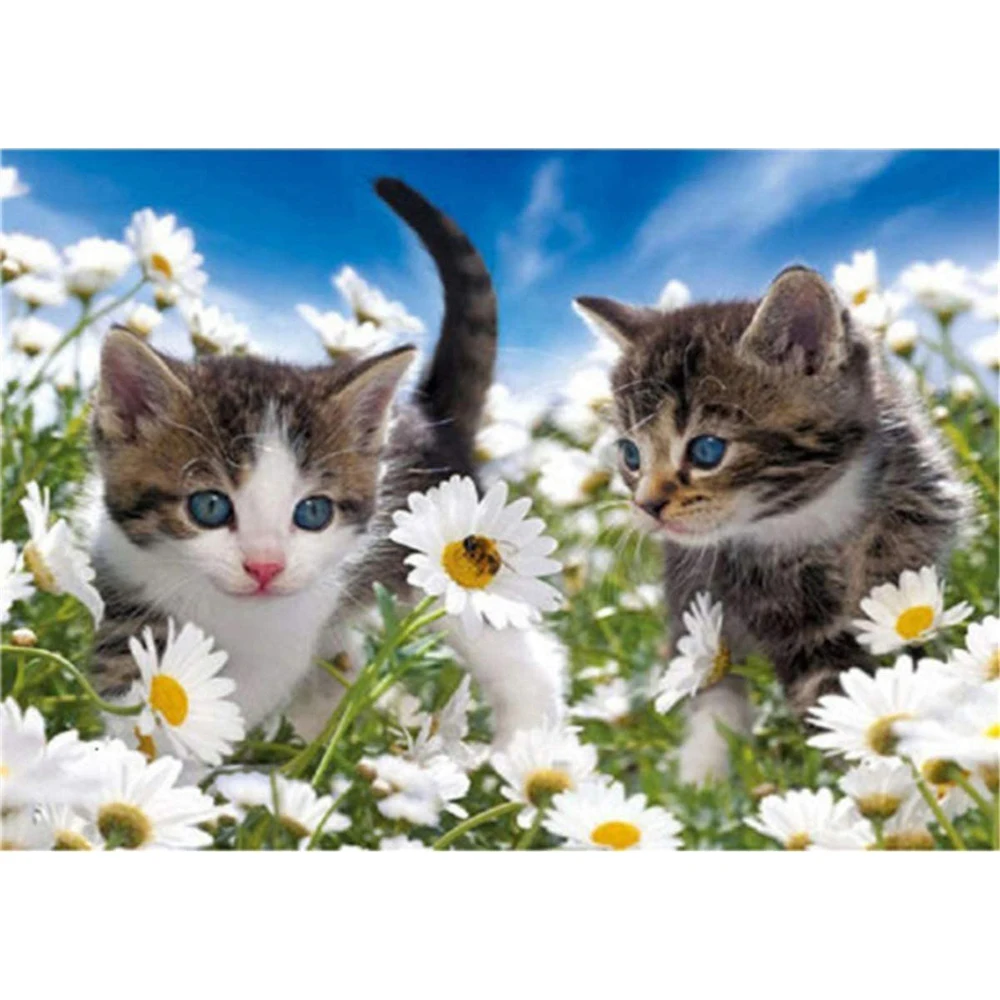

Набор для вышивки крестиком 14 карат, набор для рукоделия «сделай сам» с цветами, животными, кошками и маргаритками, для взрослых