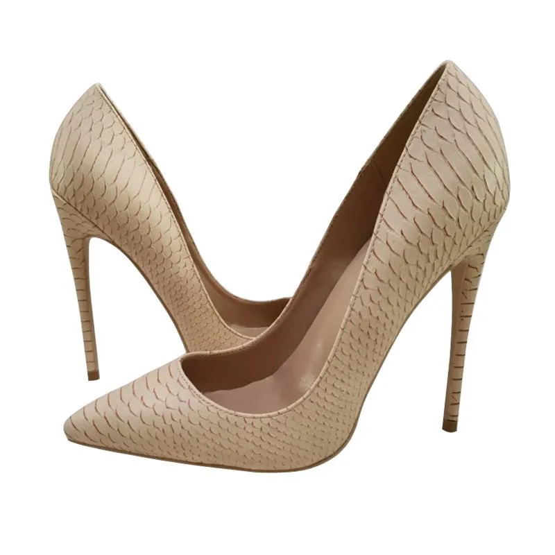 

Apricot 12cm Women Pumps Pointed Toe Sexy Thin Heels Pumps Shoes Woman Wedding Party Stiletto Plus Size YG015 ROVICIYA