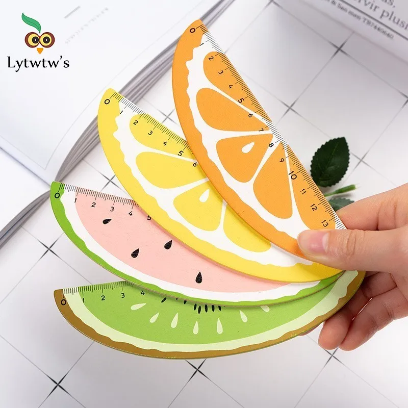 Милая кавайная деревянная прямая Линейка креативные фрукты для школы и офиса