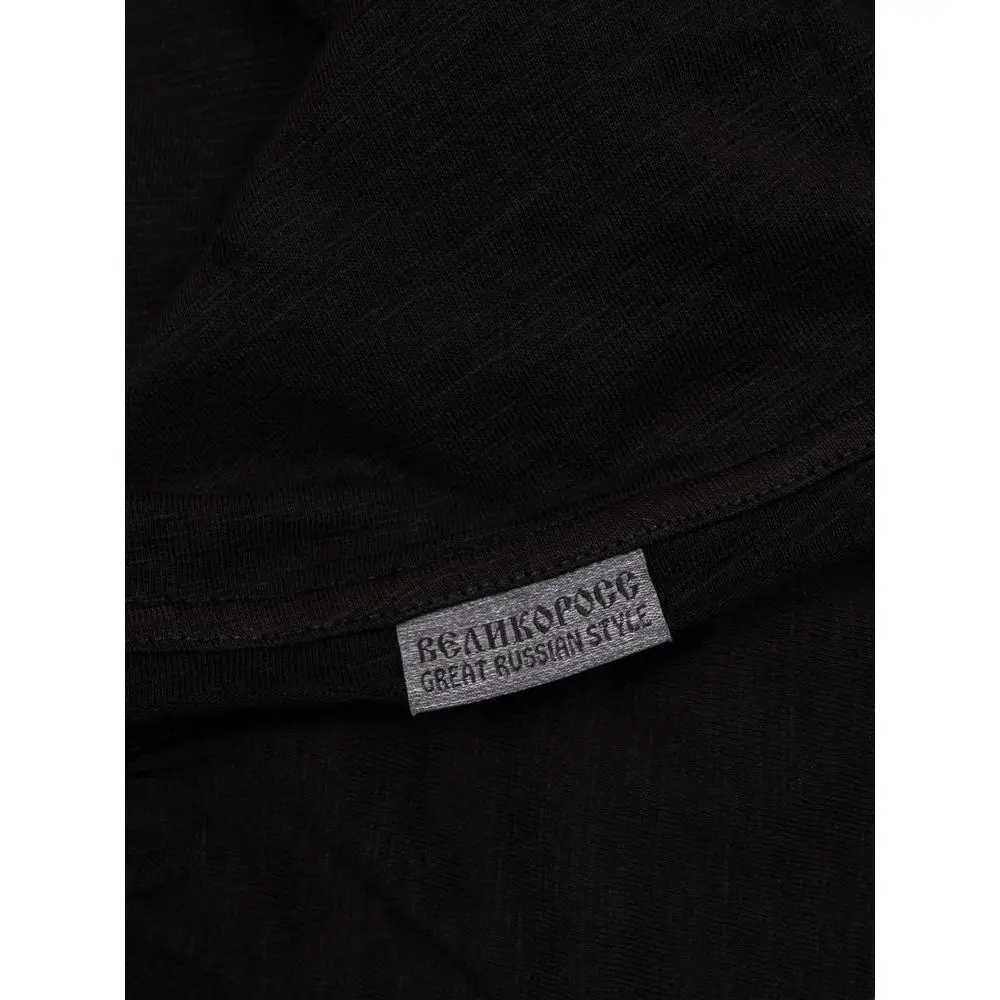 Лонгслив Великоросс однотонный черного цвета V образный дизайнерский вырез