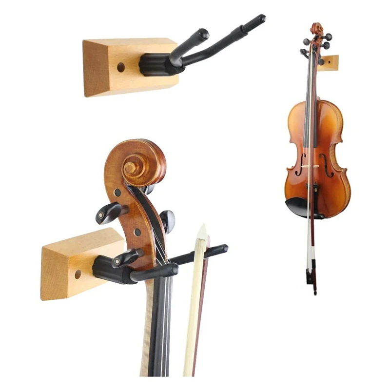 

2 Pcs Violin Rack Hanger Violin Wall Mount Violin Wall Hook Solid Wood Base Violin Rack Can Hang Violin Bow