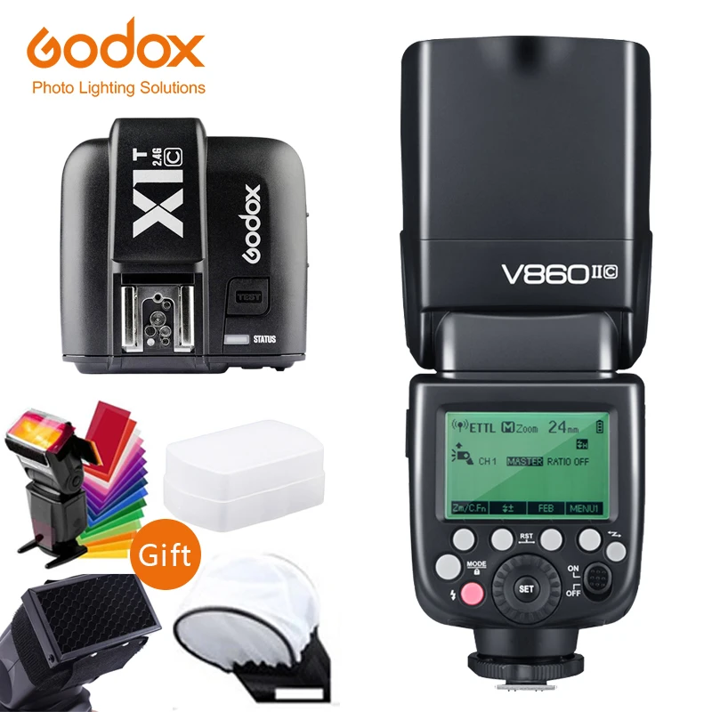 Godox V860II-C V860IIC  Speedlite GN60 HSS 1/8000s TTL Flash Light X1T-C Wireless Flash Trigger Transmitter for Canon Nikon Sony