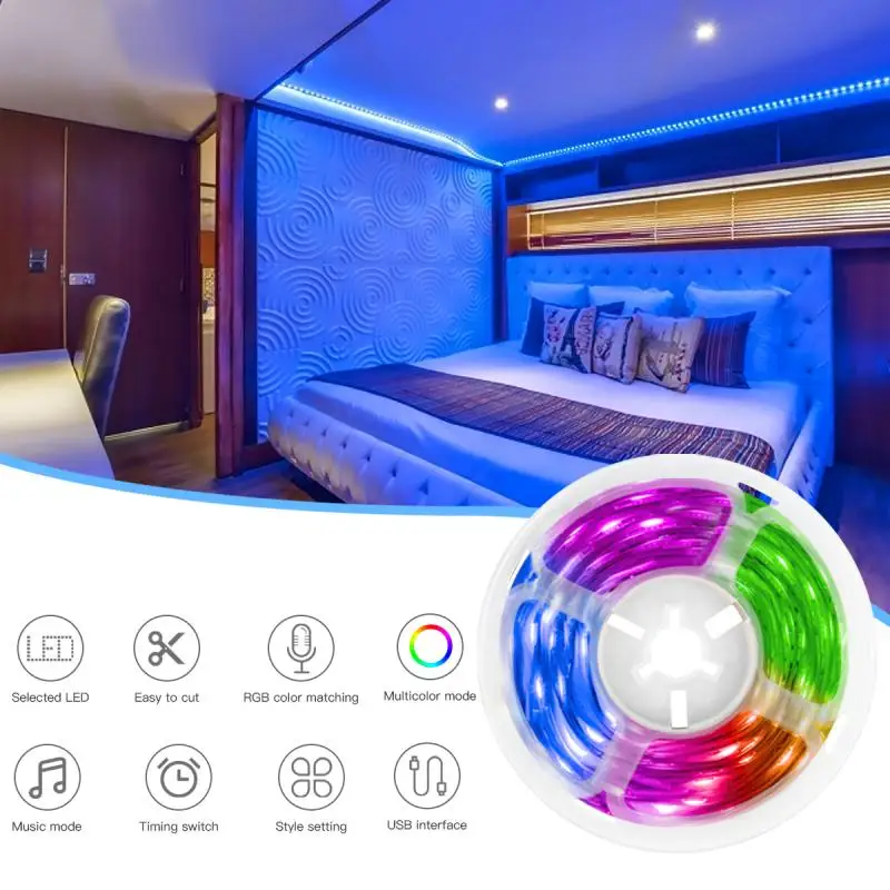 Светодиодные ленты светильник Bluetooth с регулируемой яркостью 5050 цветная (RGB) в