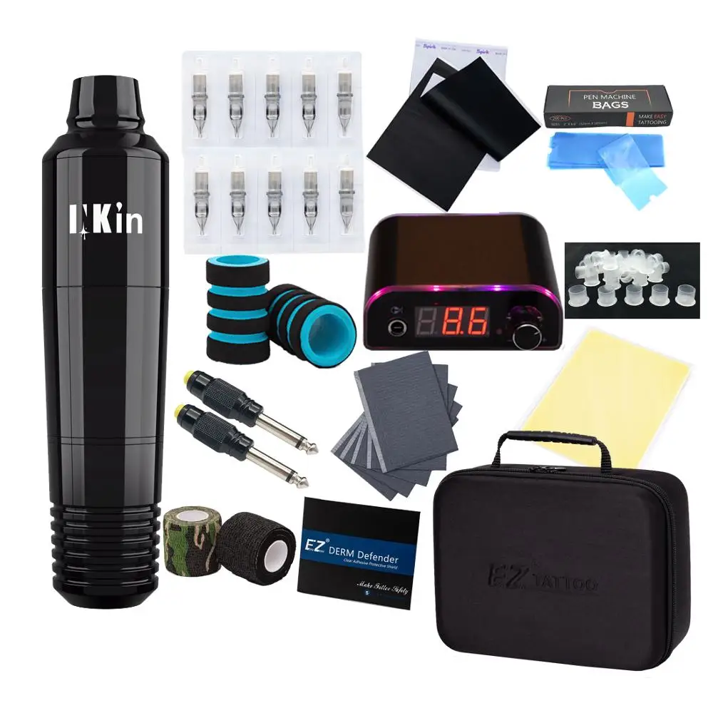 EZ Полный Набор татуировок инкин ручка роторная тату машина набор с мини источник