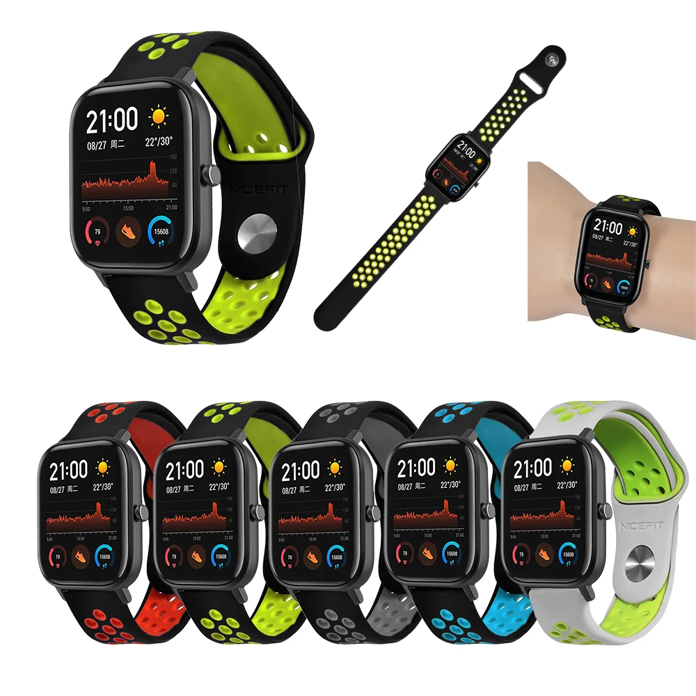 Для Amazfit GTS браслет 20 мм мягкий и удобный силиконовый двойной цвет сменный ремешок