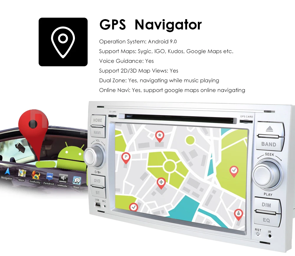 Чистый Android 9,0 Черный Серебряный автомобильный DVD gps Navi плеер стерео радио аудио 4G для Ford Focus 2 Mondeo S C Max Fiesta Galaxy камера