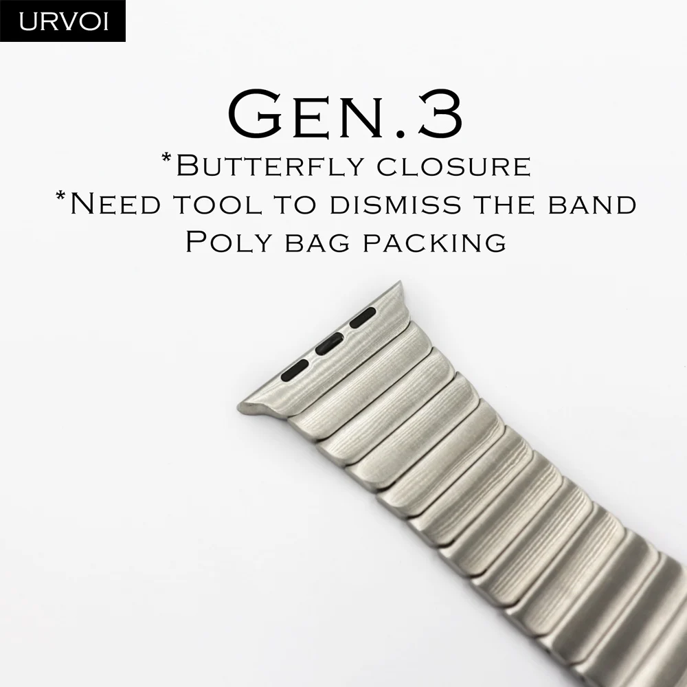 Silver Gen.3rd URVOI ремешок для apple watch 4 5 3 2 1 соединяющий ремешок браслета для iWatch 42 44 мм высокого качества из нержавеющей стали регулируемый ремешок Gen.6th - Цвет ремешка: Silver Gen.3rd
