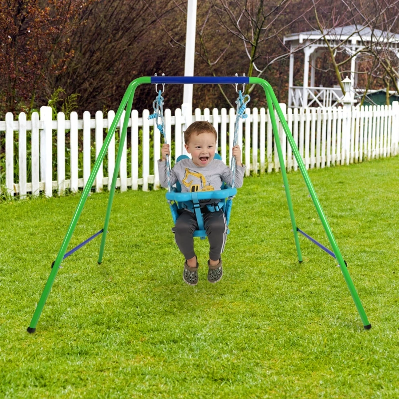

Children Swing Baby Kids Toddler Folding Indoor Outdoor Metal Swing Set with Safety Belt for Backyard Game