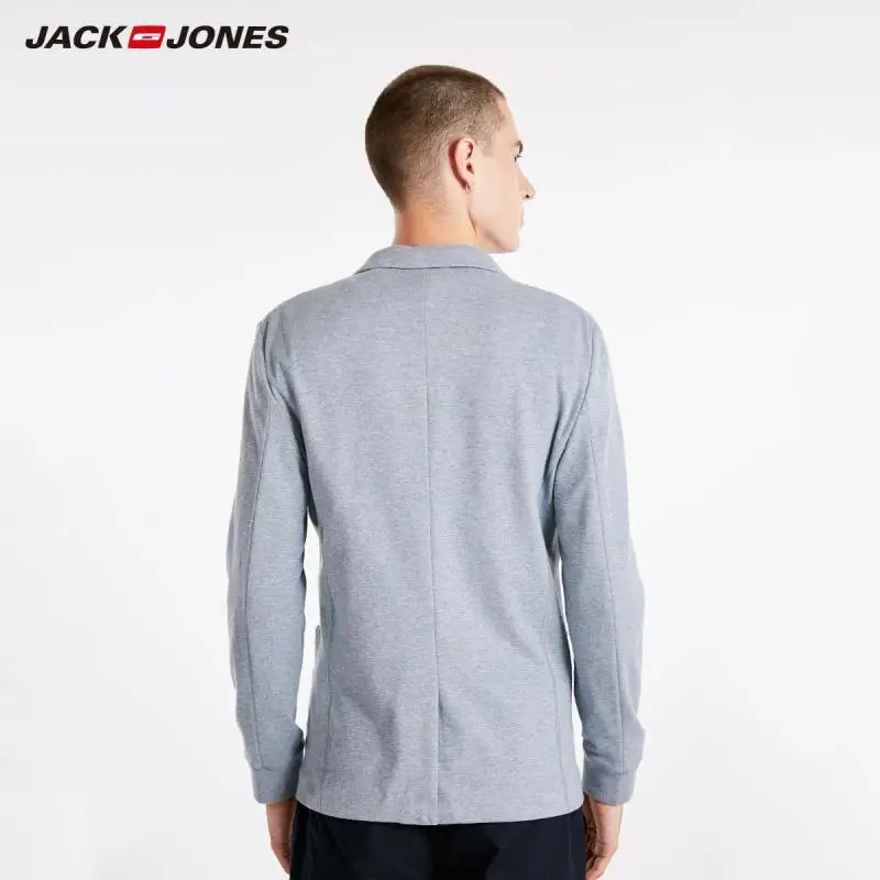 Мужской Блейзер JackJones из хлопка и льна приталенный пиджак с длинными рукавами