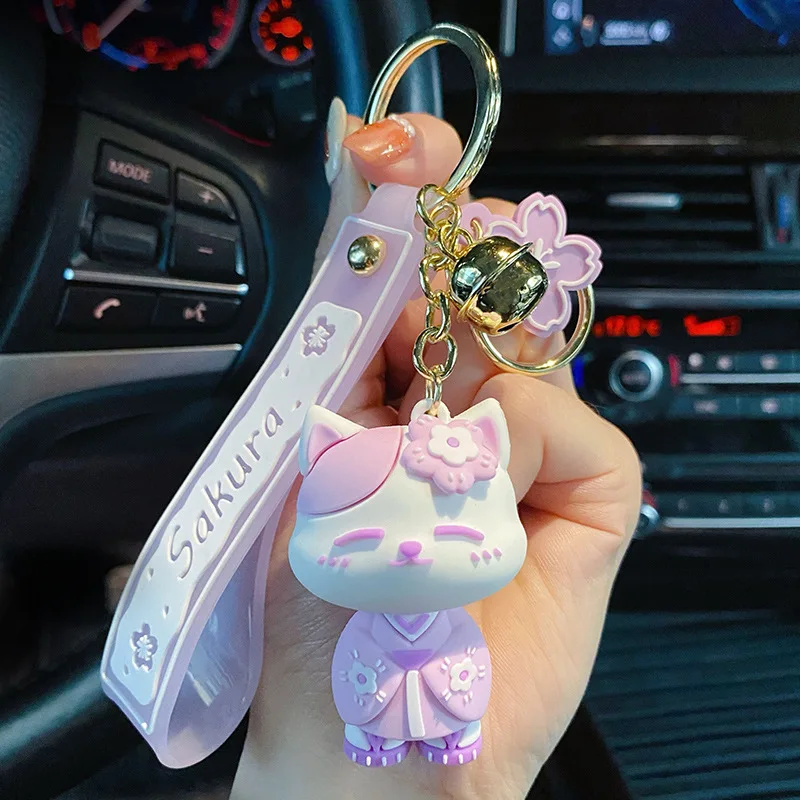 

Anime Sakura Cat Student Backpack Keychains Fashion Couple Accessories Keyring Women And Girl Best Gift Cute Keychain Pink