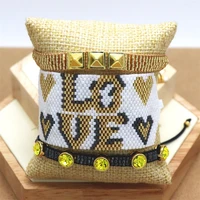 zhongvi love letter bracelets women adjustable miyuki rhinestone bracelet jewelry handmade loom beads bohemian best friend gifts
