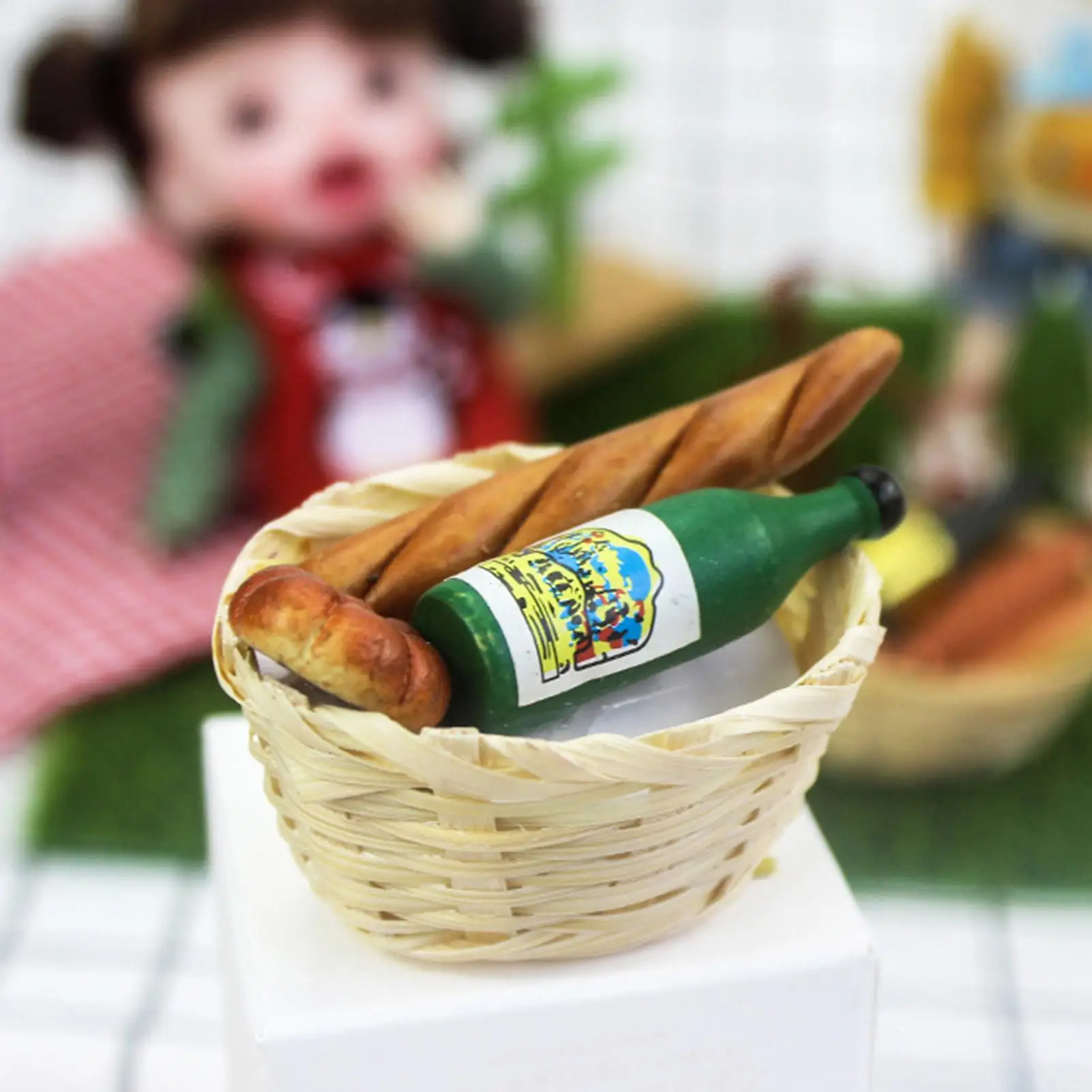 1/12 кукольный домик для еды мини-бутылочка шампанского корзина хлеба модель