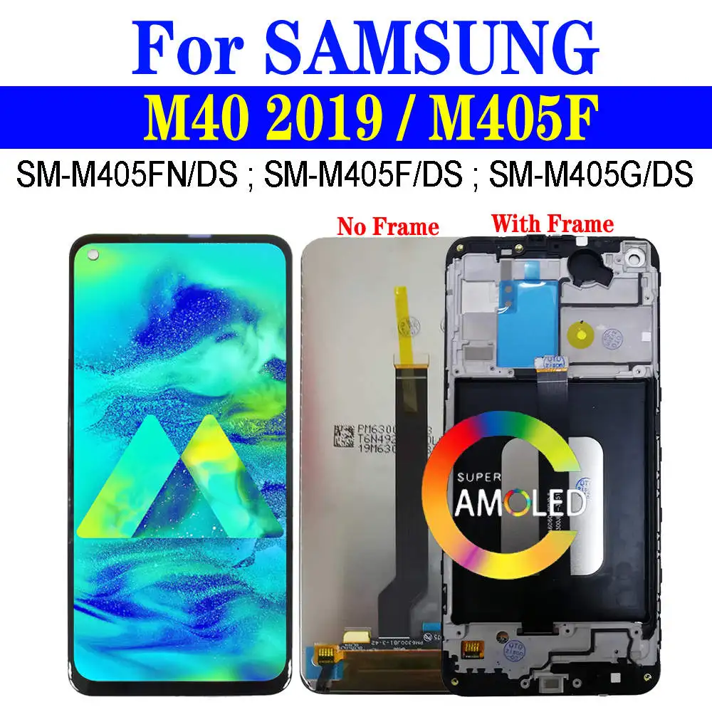 ЖК-дисплей M405FN с рамкой для Samsung Galaxy M40 2019 M405, дисплей SM-M405FN/DS M405G M405F, сенсорный экран с цифровым преобразователем в сборе 6,3