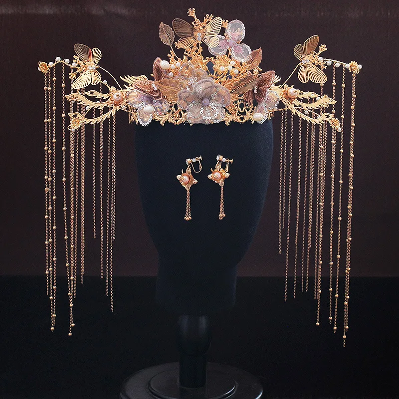 2019 г. китайский головной убор невесты красное украшение для волос аксессуары