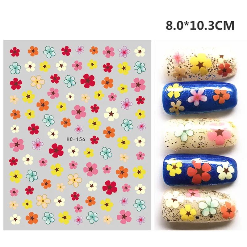 2D клейкая наклейка мультяшный милый цветок животное узор для ногтей простая