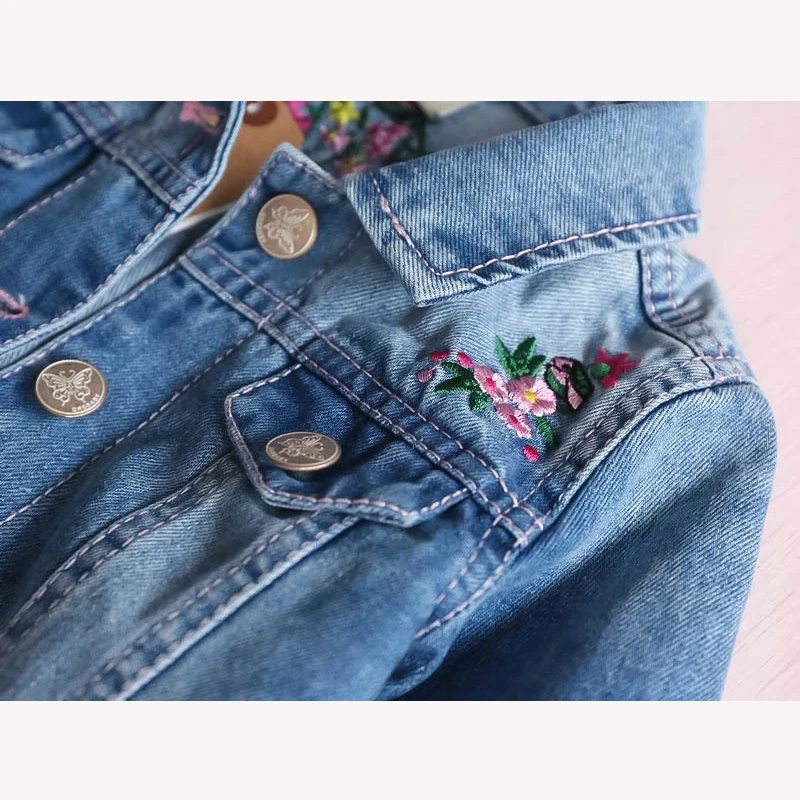 2019 Spring Autumn Kids Denim Jackets Girls Embroidered Jeans Coats Causal Windbreaker Children's Outerwear Baby Girl Clothes | Детская