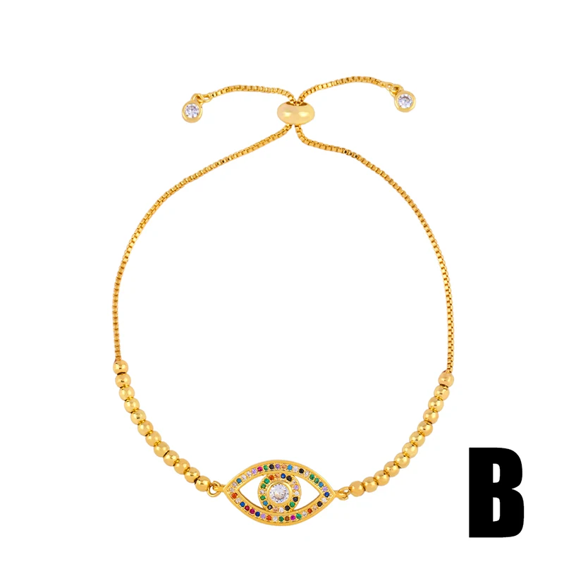 OCESRIO золотые браслеты от сглаза для женщин CZ радужные теннисные с кубическим