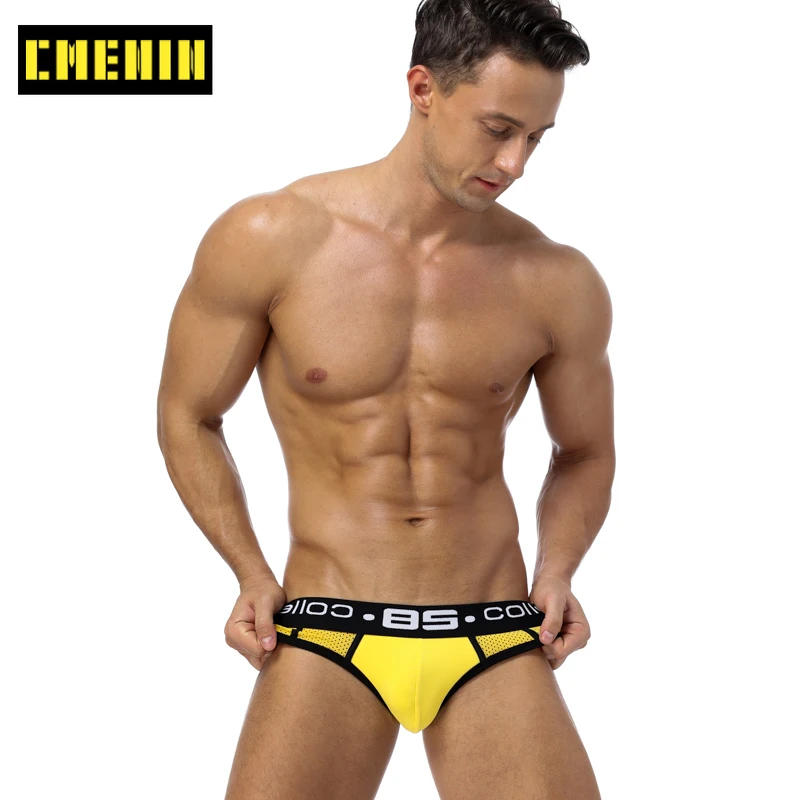 

Мужские трусы-брифы с низкой талией, хлопковые дышащие шорты с логотипом BS, пикантное Мужское нижнее белье для геев, бикини, мужские трусы