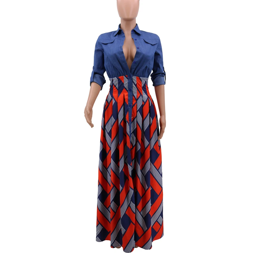 Платья с v образным вырезом в африканском стиле для женщин имитация 2 частей