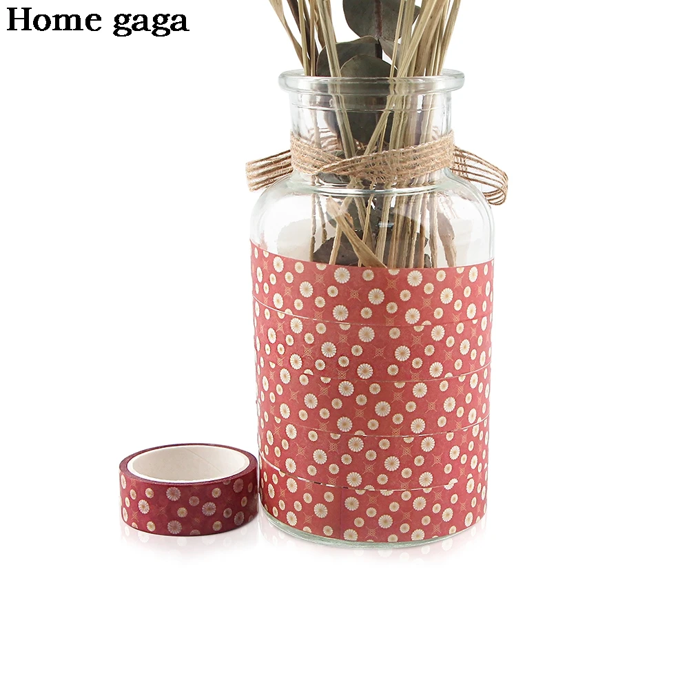 

D3477 Homegaga 15mmX5m Flower Washi Tape Decorative Tape Adhesive Tape Diy Scrapbooking Stickers Label Stationery