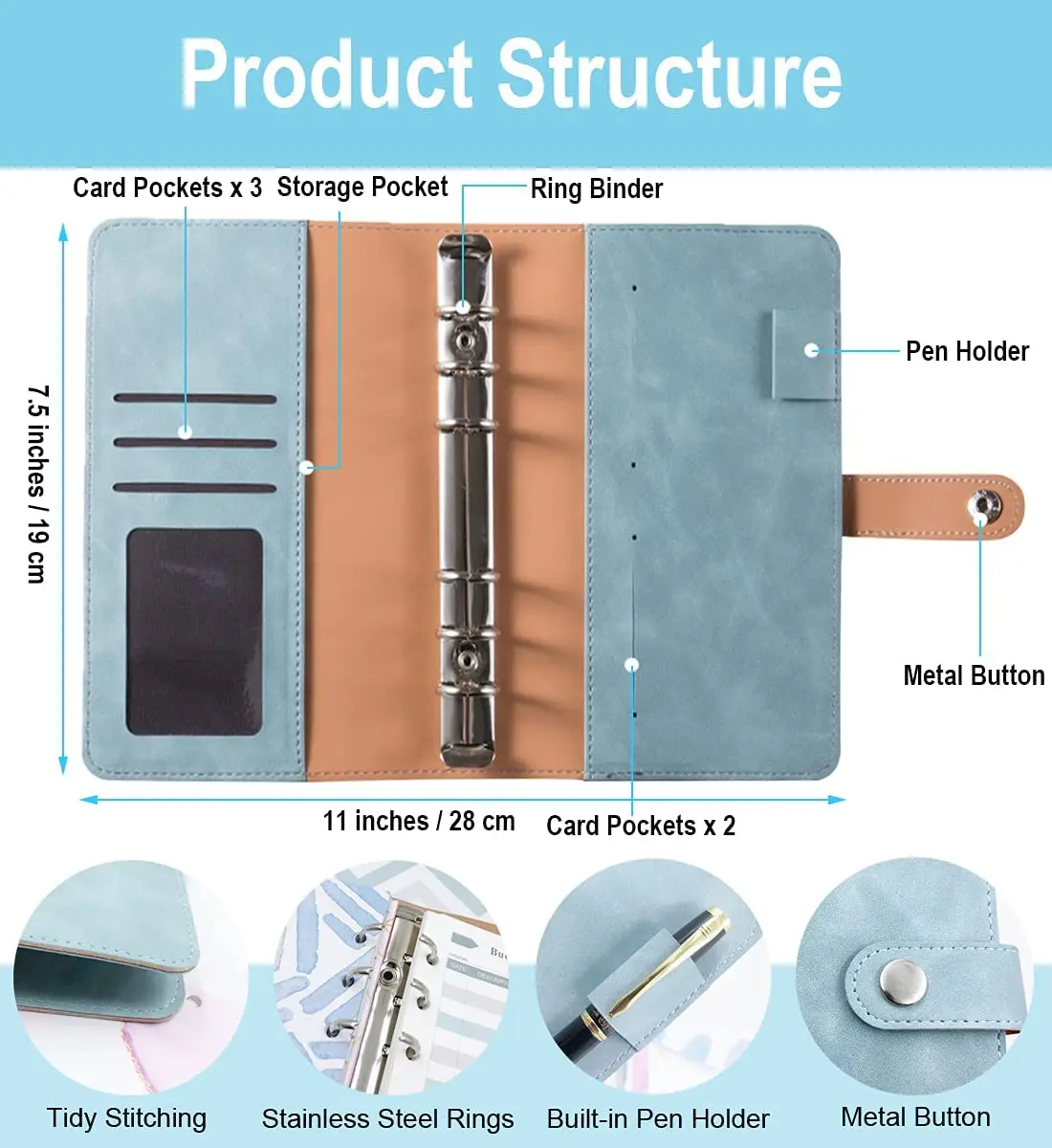 Tanie A6 Notebook Budżetu Spoiwa, środków Pieniężnych Farsz Koperty Spoiwa, PU Skóra Organizer Na Pieniądze Z 12 Sztuk środków Pieniężnych Koperty, 12 Sztuk Budżetu Ona
