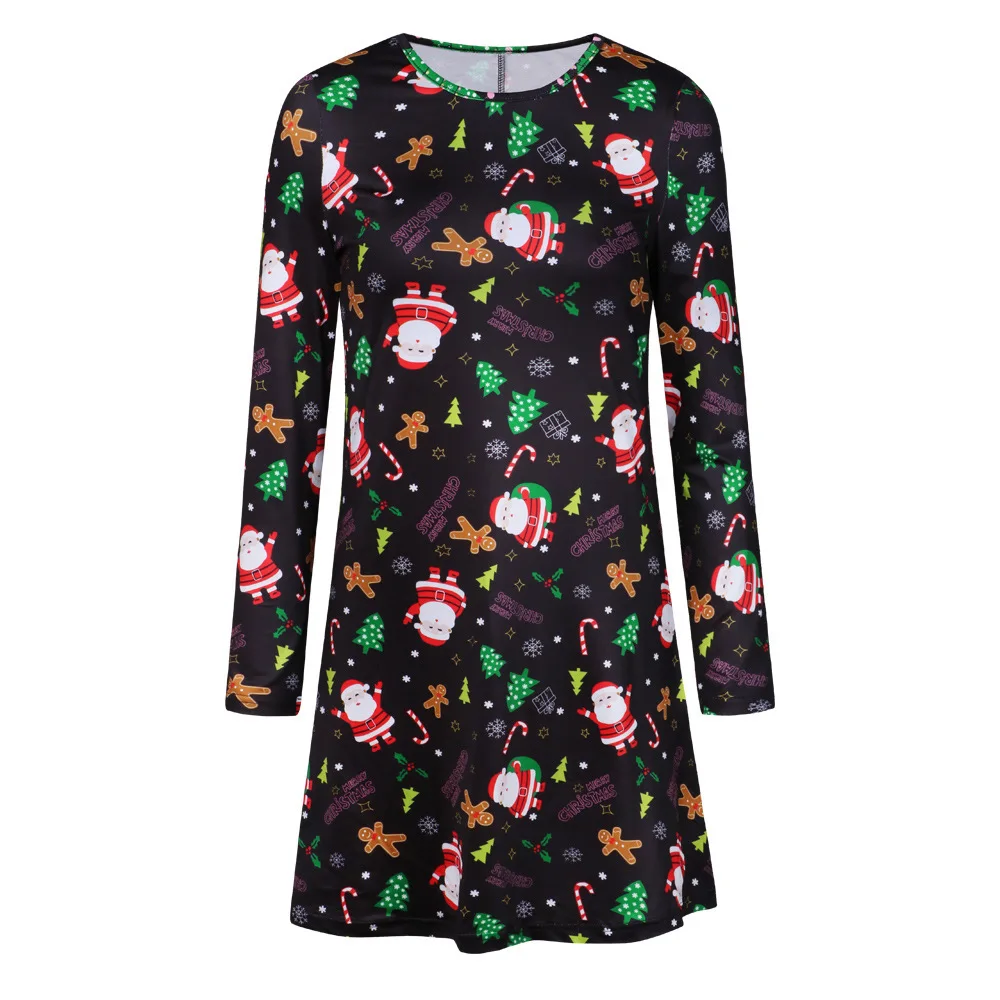 

Dress Women Retro O Neck Christmas Print Floral Knitted Dress Elegant Long Sleeve Dresses Korean Vestidos Autumn 2021 New