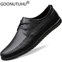 fashion mens shoes casual genuine leather flats male classics brown black lace up shoe man nice breathable hollow shoes for men