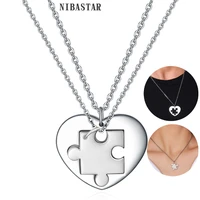 custom name 2 pcs set heart puzzle pendants for women men never fade stainless steel couple necklaces anniversary gift