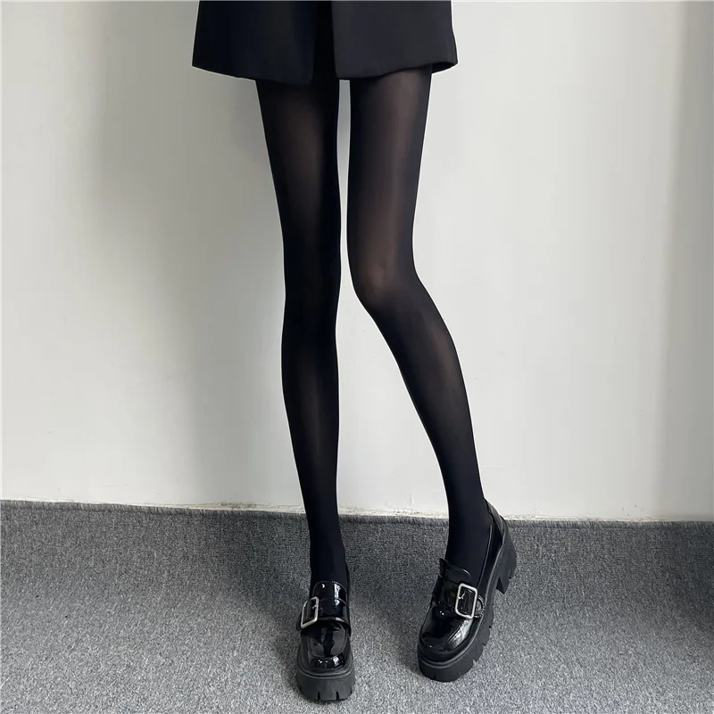 

Thin Women's Black Sexy Nylon Pantyhose Antiskid Feet Design Lolita Hottie Fashion Trends 2 Colors High Elastic Silky Tights