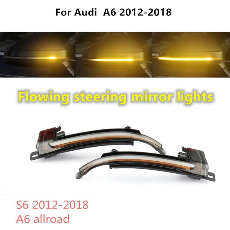 

2 pieces 12v LED Dynamic Turn Signal Light For Audi A6 S6 2012-2018 Car Side Wing Rearview Mirror Blinker Indicator 2 color