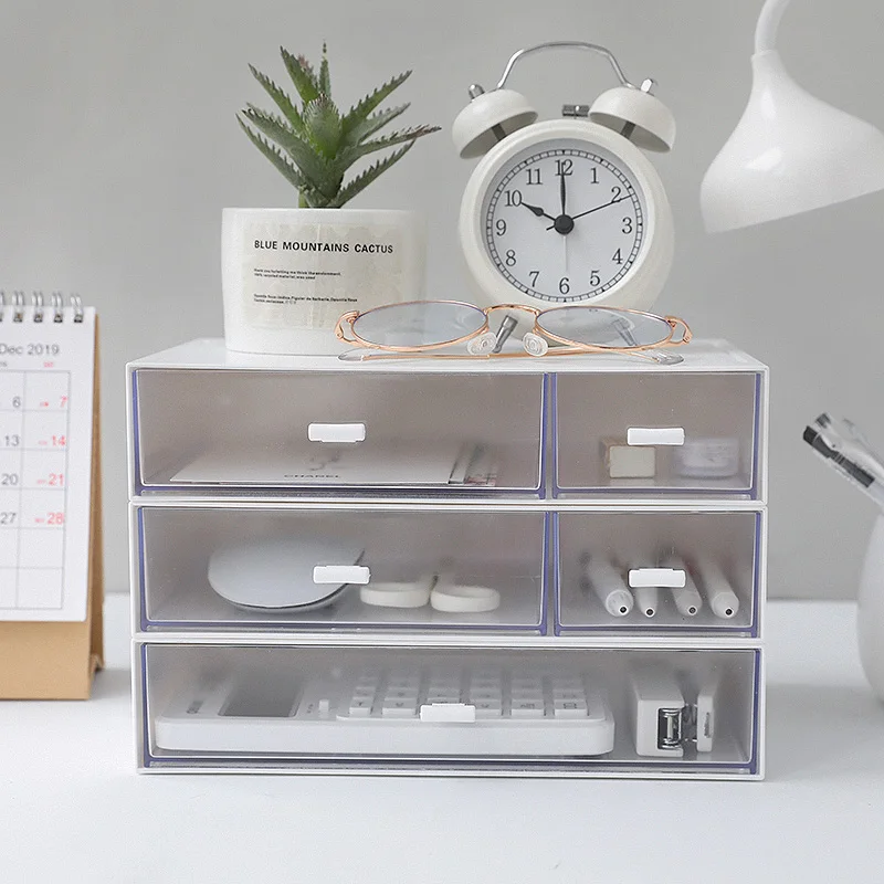 Белая пластиковая коробка для хранения косметики ящик макияжа органайзер