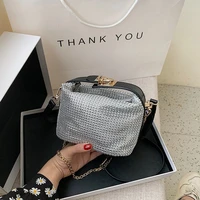 luxury diamond womens crossbody bag designer lock handle handbag chain shoulder bags female tote clutch pouch evening bags