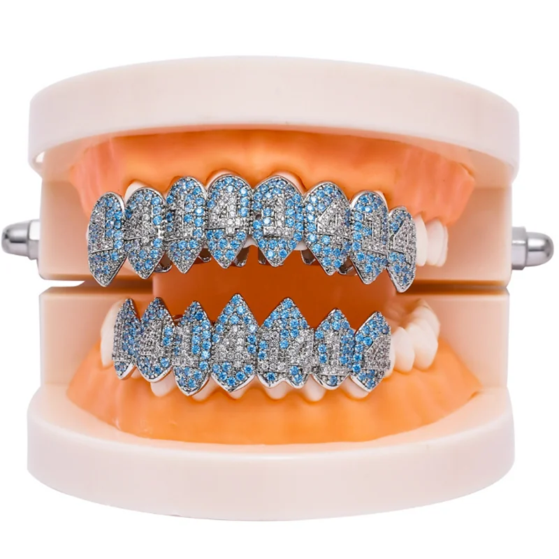 Декоративные коронки для верхних и нижних зубов в стиле хип-хоп с фианитами кепки