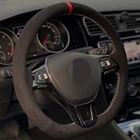 Чехол рулевого колеса автомобиля DIY черная замша для Volkswagen VW Golf 7 Mk7 новые поло Jetta Passat B8 Tiguan 2017 Sharan 2016 2017